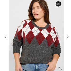 Brand New Torrid Vegan Cashmere Argyle Sweater